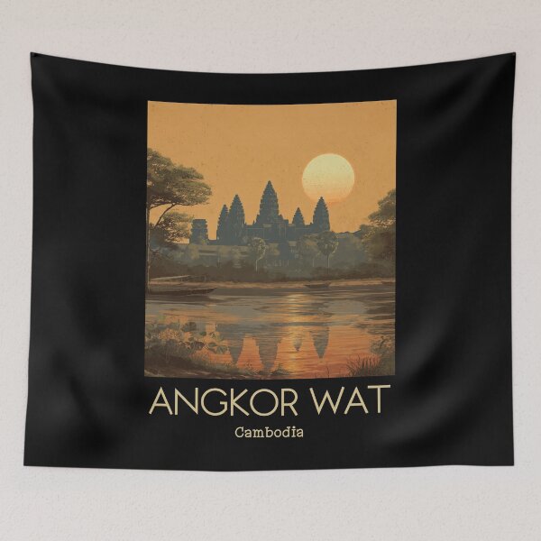 Item preview, A Vintage Illustration of Angkor Wat - Cambodia  designed and sold by GoodOldVintage.