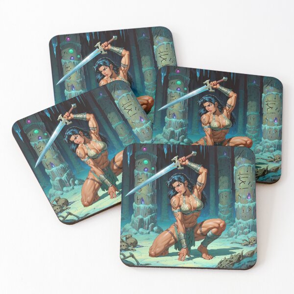 Item preview, Fantasy RPG artwork Dark Haired Warrior woman preparing for battle designed and sold by Vintage Designs +.