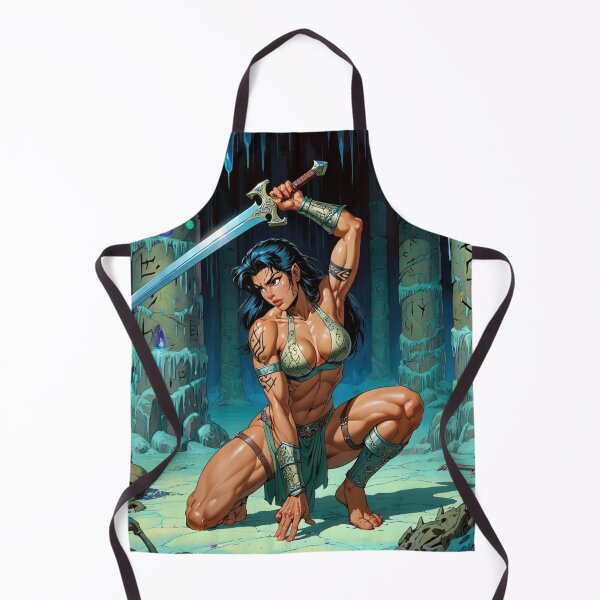 Item preview, Fantasy RPG artwork Dark Haired Warrior woman preparing for battle designed and sold by Vintage Designs +.