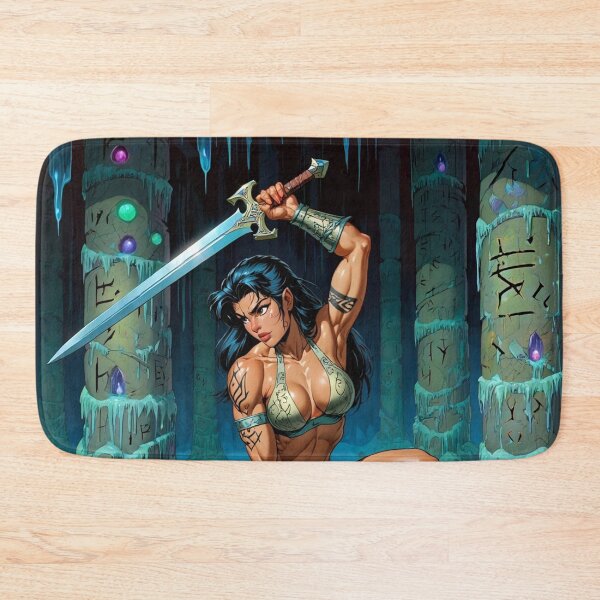 Item preview, Fantasy RPG artwork Dark Haired Warrior woman preparing for battle designed and sold by Vintage Designs +.