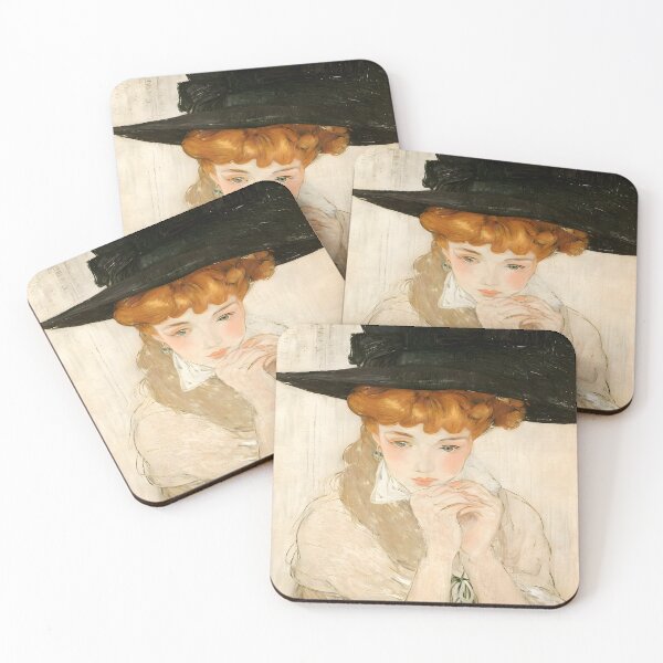Item preview, Lady with Black Feather Hat - A Study in Elegance  designed and sold by artdesignsnow.
