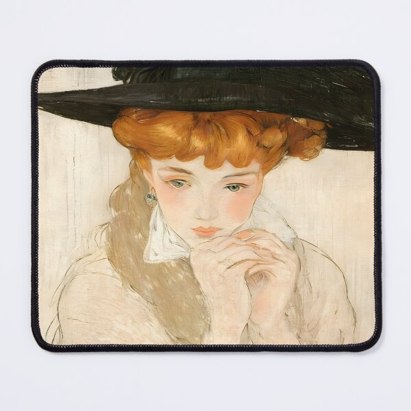 Item preview, Lady with Black Feather Hat - A Study in Elegance designed and sold by artdesignsnow.