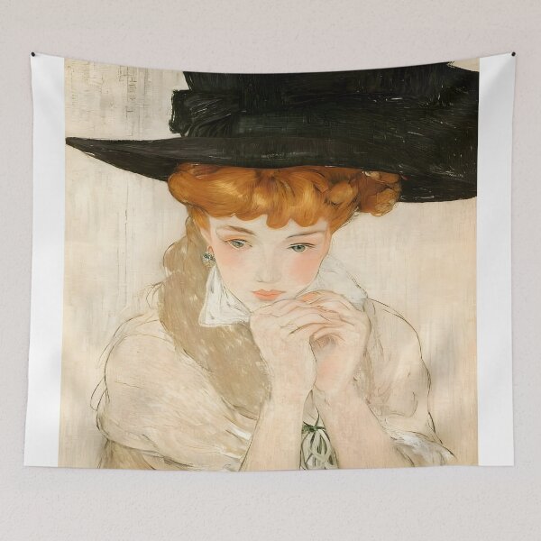 Item preview, Lady with Black Feather Hat - A Study in Elegance  designed and sold by artdesignsnow.