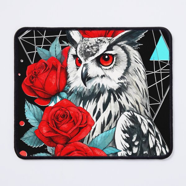 Item preview, Mystical Owl with Roses – Fantasy Art Illustration designed and sold by VikArtStudio.