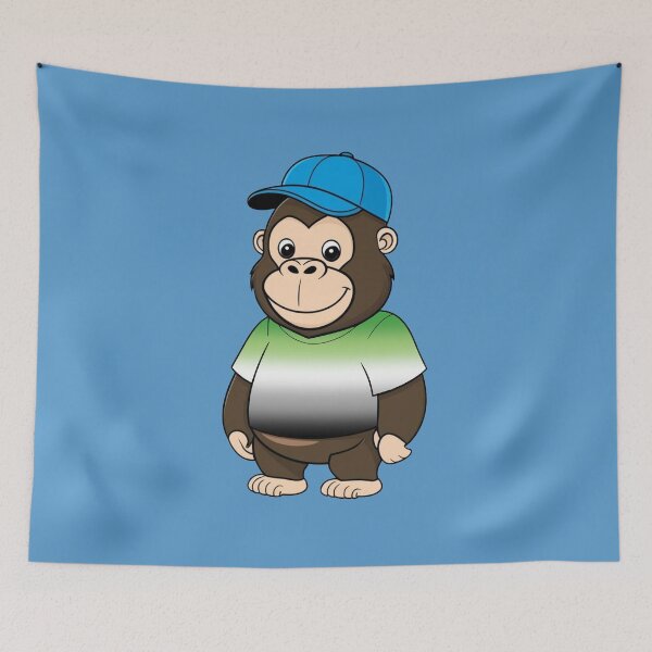 Item preview, Cool Pride Gorilla with Aromantic Flag Tee  | Aromantic Animal Design designed and sold by Travelslightly.
