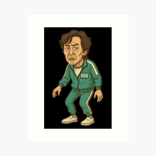 Item preview, Seong Gi-hun Caricature – Squid Game No. 456 in Cartoon Style designed and sold by Final Whistle Art.