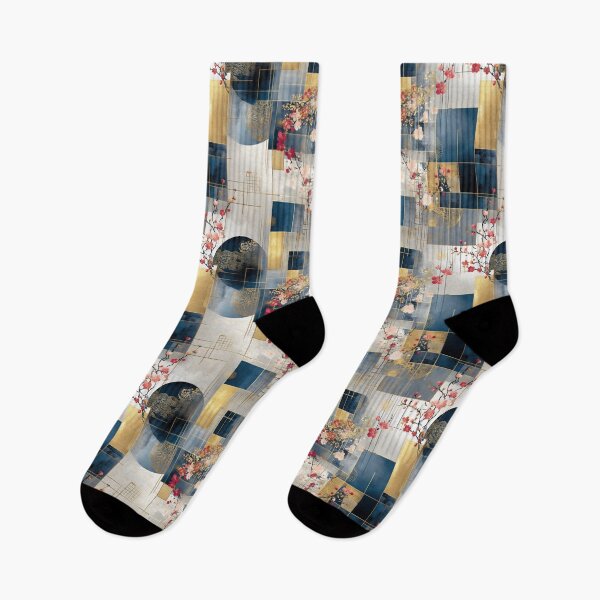 Item preview, Golden Grids and Sakura Flow: Elegant Japanese Abstract designed and sold by Moisky Patterns.