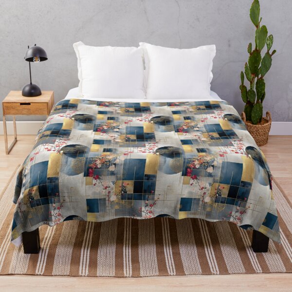 Item preview, Golden Grids and Sakura Flow: Elegant Japanese Abstract designed and sold by Moisky Patterns.