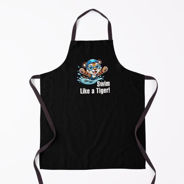 Item preview, Adorable cartoon baby tiger in swimming gear splashing in water with goggles and swim cap designed and sold by All-Of-Art.