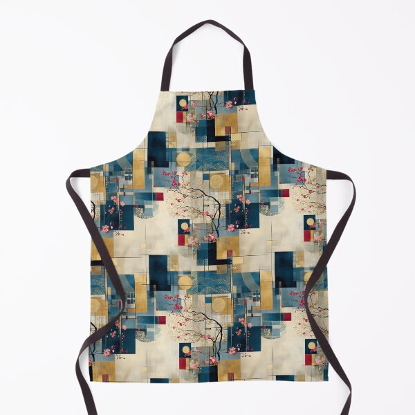 Item preview, Golden Harmony and Sakura Grid: Japanese Abstract Art Pattern designed and sold by Moisky Patterns.