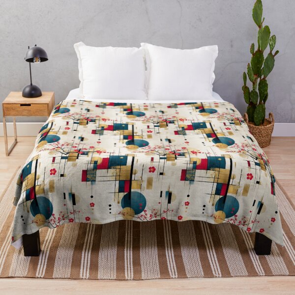 Item preview, Sakura Geometry on Cream Canvas: Modern Japanese Pattern Art designed and sold by Moisky Patterns.