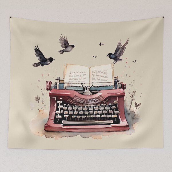 Item preview, Vintage Typewriter with Birds designed and sold by emilypigou.