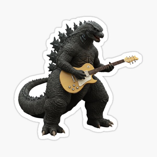 Vista previa del artículo con la obra «Camiseta de Godzilla tocando la guitarra eléctrica | Camiseta vintage de dinosaurio rockero para hombre», diseñado y vendido por Colorful-Garden.