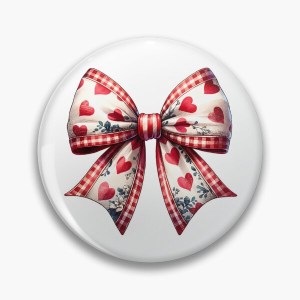 Item preview, White Vintage Bow with Red Hearts – Gingham Valentine Style designed and sold by Adorablehaunts.