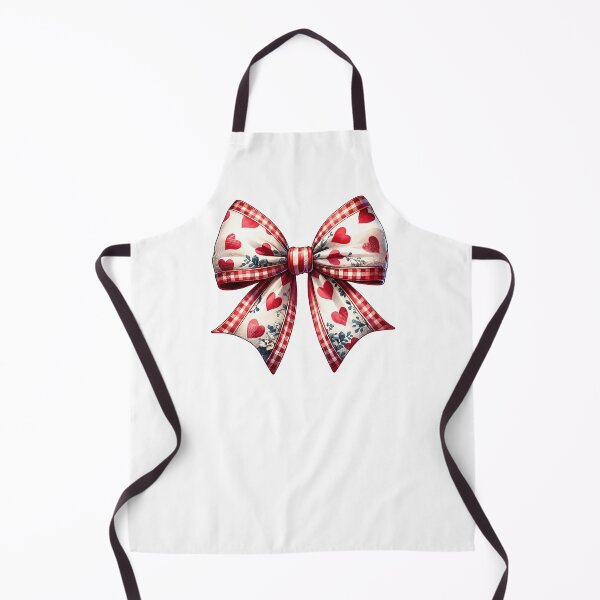 Item preview, White Vintage Bow with Red Hearts – Gingham Valentine Style designed and sold by Adorablehaunts.