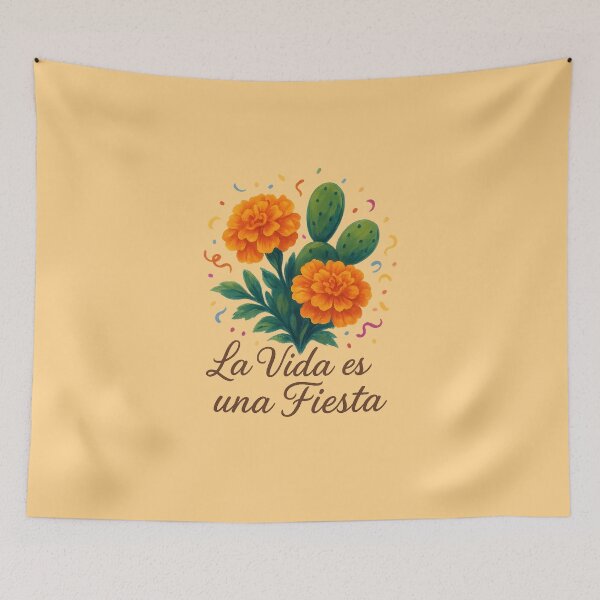 Item preview, Frida's Fiesta Flora – Transparent Marigold & Cactus Fiesta Art designed and sold by Bratak.