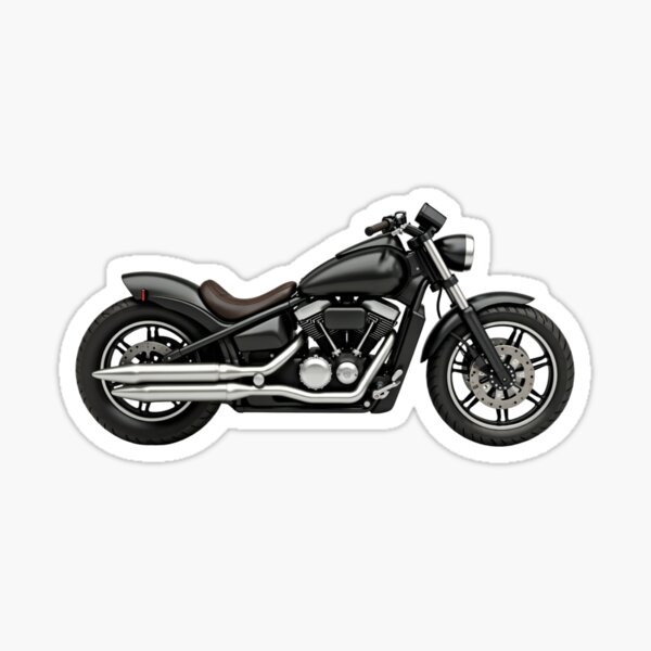 Item preview, Black Custom Motorcycle with V Twin Engine on transparent Background designed and sold by Creative88Art.