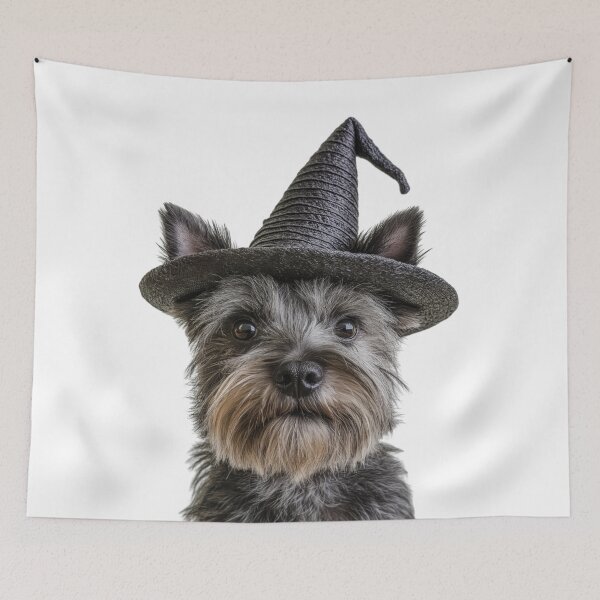 Item preview, Cairn Terrier Dog Wearing Halloween Witch Hat designed and sold by LazyOwlStore.