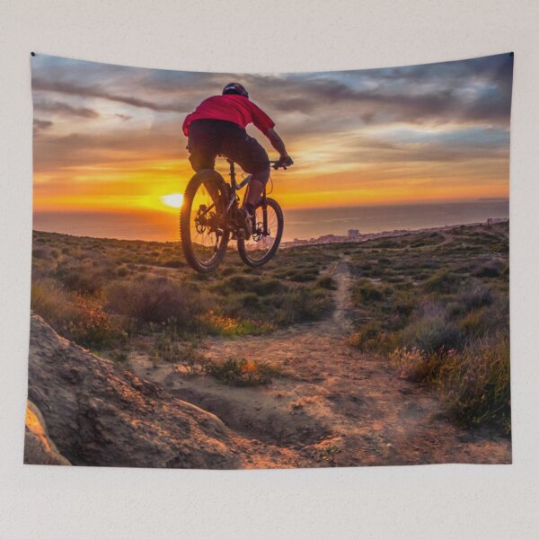 Item preview, High-Altitude MTB Shredder Conquers Mountain Peaks designed and sold by GrizzlyCollective.