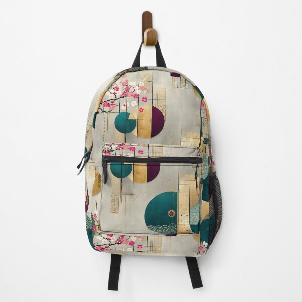 Item preview, Sakura Harmony Circles – Japanese Abstract Floral Pattern in Teal and Gold designed and sold by Moisky Patterns.