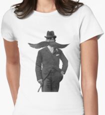 Moustache Retro Funny Humor Silly Old Time Gent Man Men Man Cave Gift Idea Apparel and Accessories Gifts Women's Fitted T-Shirt