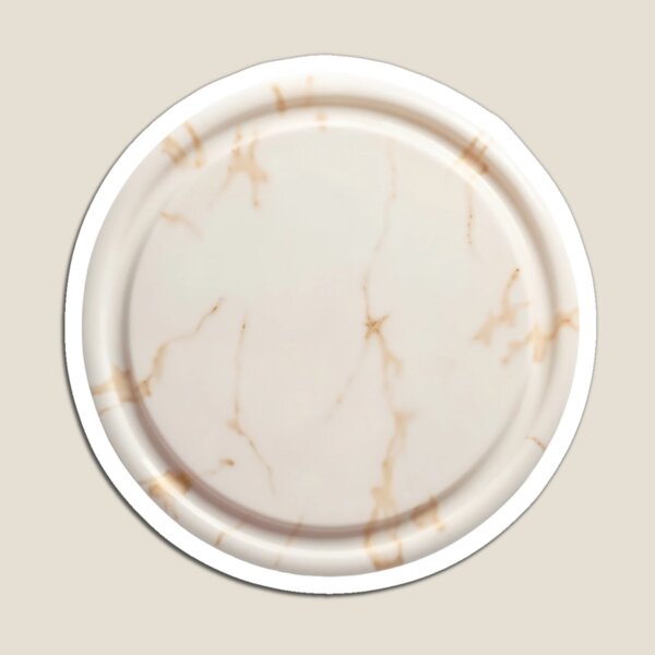 Item preview, Round Plate with White Marble Design and Light Brown Veining designed and sold by Creative88Art.