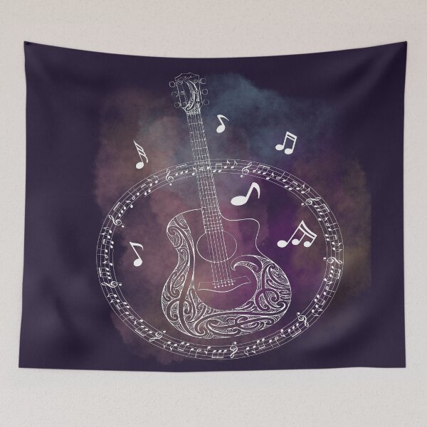 Item preview, Guitar with music notes - white designed and sold by LiskoDesign.