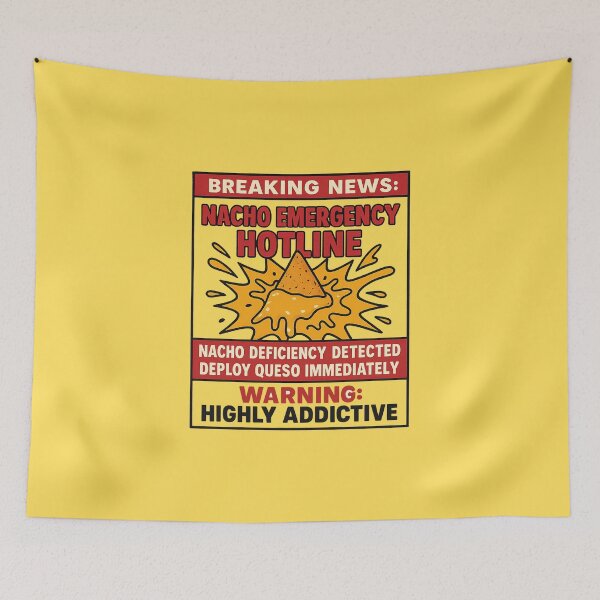 Item preview, Nacho Emergency Hotline – Comic Cheese Crisis Poster designed and sold by Bratak.