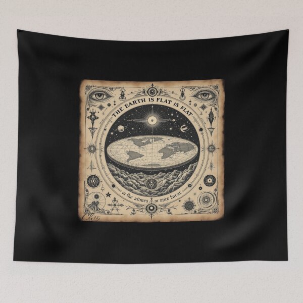 Item preview, “The Great Flat Earth Map – Occult Cartography of a Forgotten Truth” designed and sold by GL1TCH-WEAR.