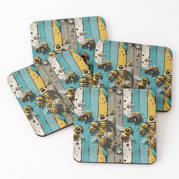 Item preview, Busy Bumble Bees On An Old Wood Pealing Painted Fence With Flowers designed and sold by CarrollGene.