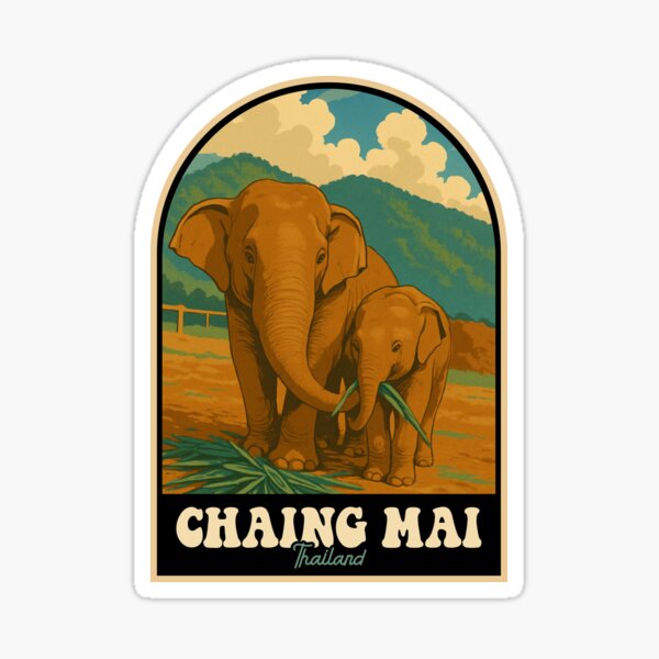 Item preview, Chiang Mai Thailand Vintage Elephant Jungle Design designed and sold by JackCurtis1991.