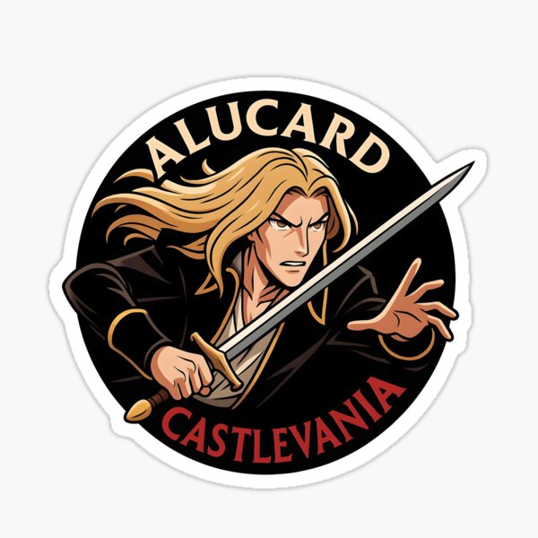 Item preview, Alucard in Action – Castlevania Netflix Fan Art Sticker designed and sold by WAUZ.