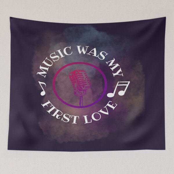 Item preview, Music was my first love - microphone circle purple / white designed and sold by LiskoDesign.