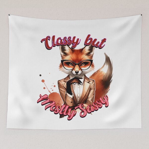Item preview, Classy but Mostly Sassy – Cute Fox with Glasses Watercolor T-Shirt designed and sold by MTeesGA.