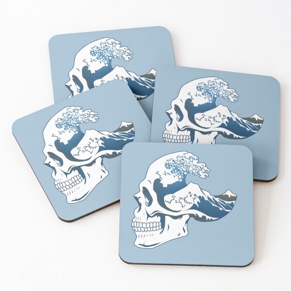 Item preview, hokasia wave skull blue designed and sold by ASKEW GRAPHICS.