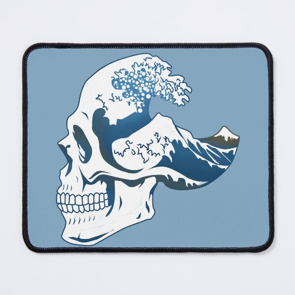 Item preview, hokasia wave skull blue designed and sold by ASKEW GRAPHICS.