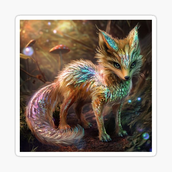 Vista previa del artículo con la obra «Zorro Místico del Bosque – Obra de Arte de Fantasía Encantada», diseñado y vendido por dinastore99.