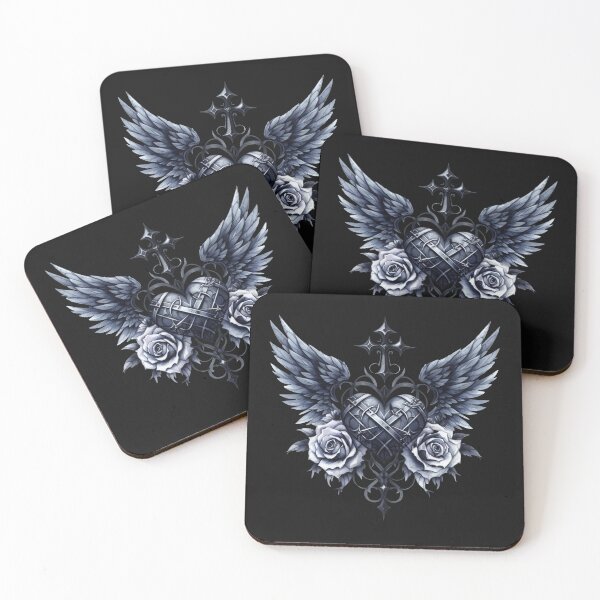 Item preview, dark-gothic design (heart with cross wings and roses) designed and sold by RWT-Design.
