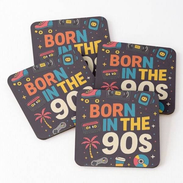Item preview, Born in the 90s – Colorful Retro Icons Design | 90s Nostalgia Shirt & Sticker designed and sold by Laugh & Rewind .
