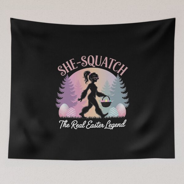 Item preview, She-Squatch Easter Legend – Funny Feminine Bigfoot with Eggs designed and sold by love3617.