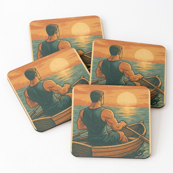 Item preview, Retro Rowing Illustration – Vintage Skiff on Water Design designed and sold by laaic.