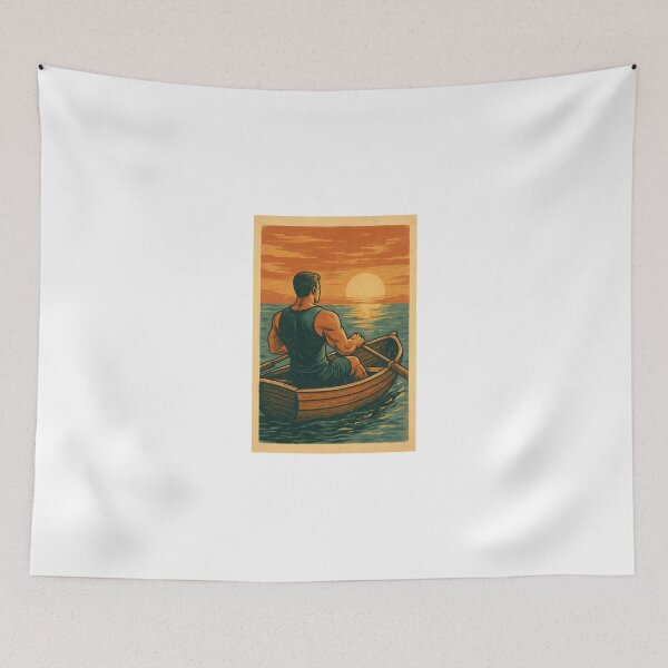 Item preview, Retro Rowing Illustration – Vintage Skiff on Water Design designed and sold by laaic.