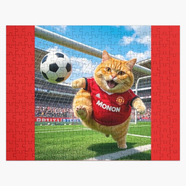 Vista previa del artículo con la obra «gatito de fútbol», diseñado y vendido por artsmeow.