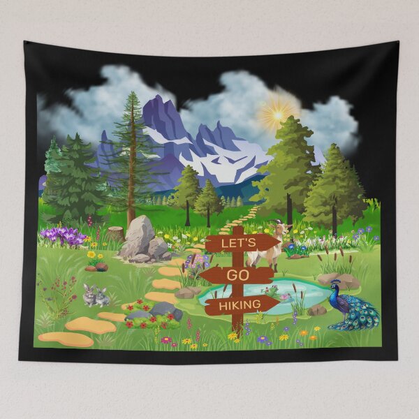 Item preview, Let’s Go Hiking – Mountain Nature Scene designed and sold by ArtbyCrystal.