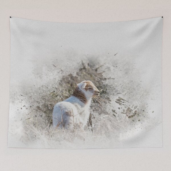 Item preview, Watercolour Photograph Welsh Mountain Lamb designed and sold by Jane Stanley Photography.