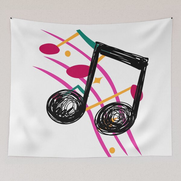 Item preview, Colorful music notes black designed and sold by LiskoDesign.