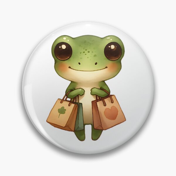 Item preview, Watercolor Frog with Shopping Bags, Cottagecore Froggy on a Day Out designed and sold by Adorablehaunts.