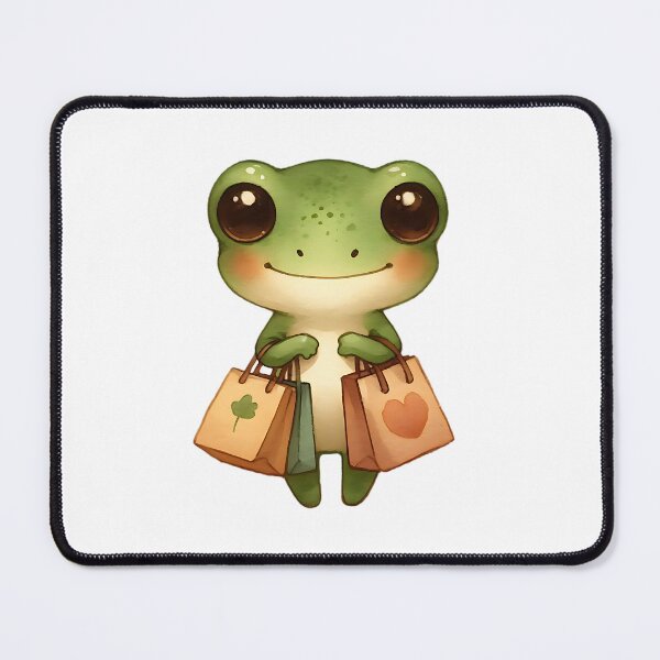 Item preview, Watercolor Frog with Shopping Bags, Cottagecore Froggy on a Day Out designed and sold by Adorablehaunts.