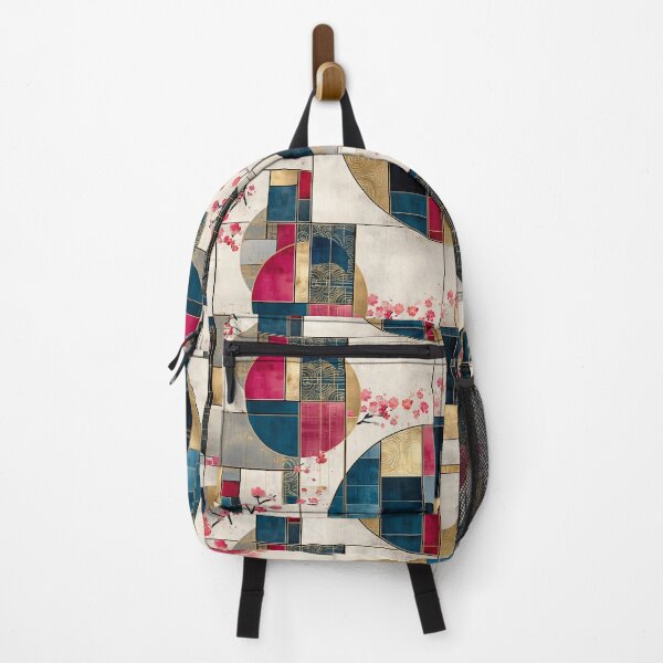 Item preview, Sakura Flow – Geometric Japanese Pattern in Red, Gold & Indigo designed and sold by Moisky Patterns.