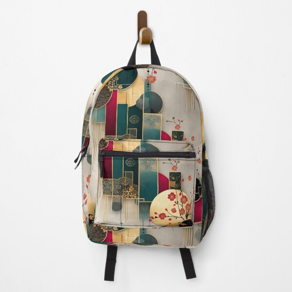 Item preview, Crimson Blossom Harmony – Japanese Geometric Floral Pattern designed and sold by Moisky Patterns.